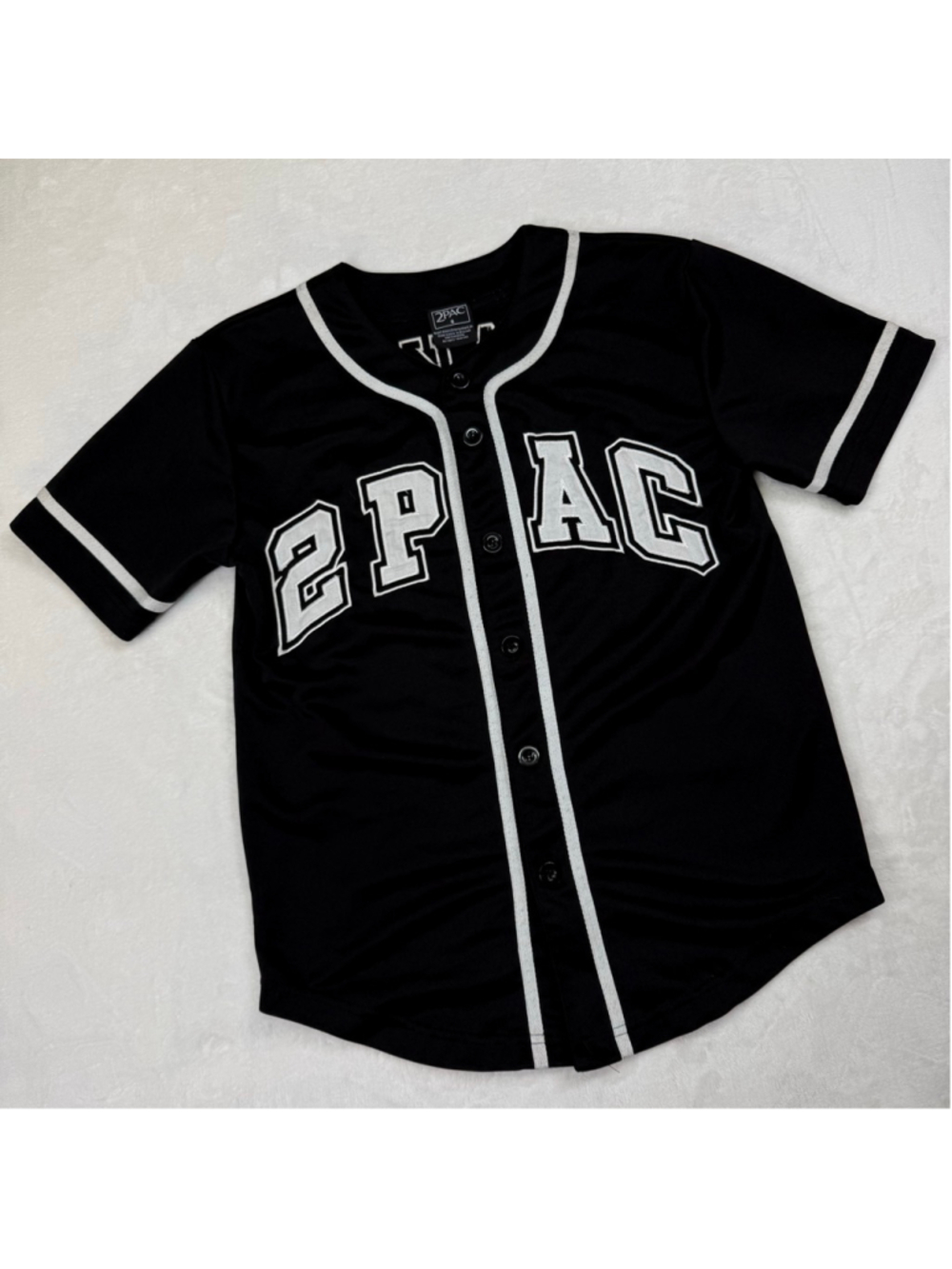 Men's 2PAC Shakur Black & White Baseball Jersey Men’s Small